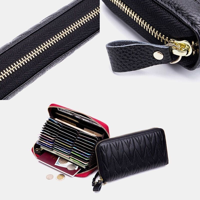 Kobiety Z Prawdziwej Skóry Organ Design Multi-card Slot Clutch Portmonetka Długi Portfel