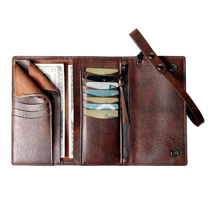 Men Casual Trifold Multi-slot Długi Portfel Posiadacz Karty Posiadacz Gotówki Torba Sprzęgłowa
