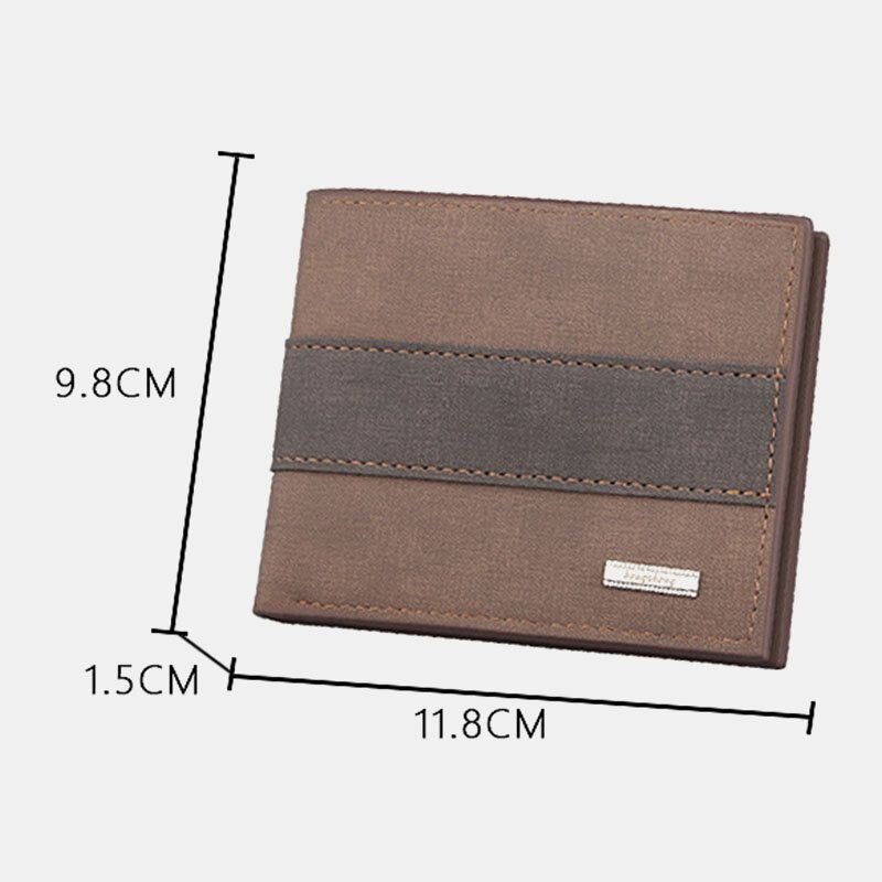 Men Vintage Faux Leather Multi-slots Card Case Bifold Dopasowany Kolorystycznie Krótka Torebka Portfelowa