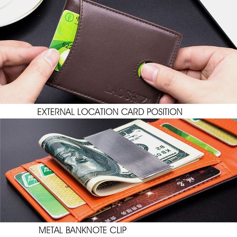 Mężczyźni Bifold Skórzane Portfele Anti-theft Szczotka Posiadacz Karty Multi-card Slot Portmonetka Portfele Skóry Wołowej