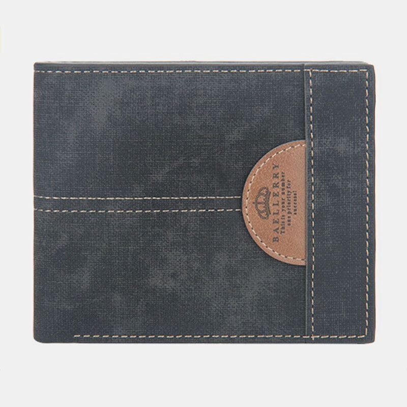 Mężczyźni Cienki Bifold Denim Wzór Pu Skórzany Portfel Posiadacz Karty Wielu Kart Slot Duża Pojemność Portmonetka