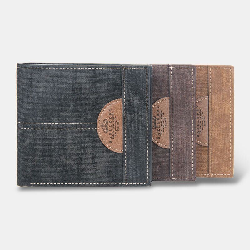 Mężczyźni Cienki Bifold Denim Wzór Pu Skórzany Portfel Posiadacz Karty Wielu Kart Slot Duża Pojemność Portmonetka