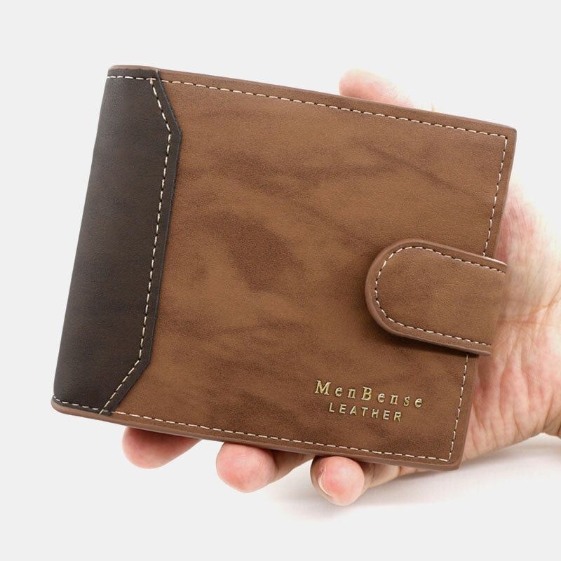 Mężczyźni Faux Leather Dopasowanie Kolorów Wielokartkowy Krótki Portfel Fashion Hasp Bifold Money Klip Portmonetka