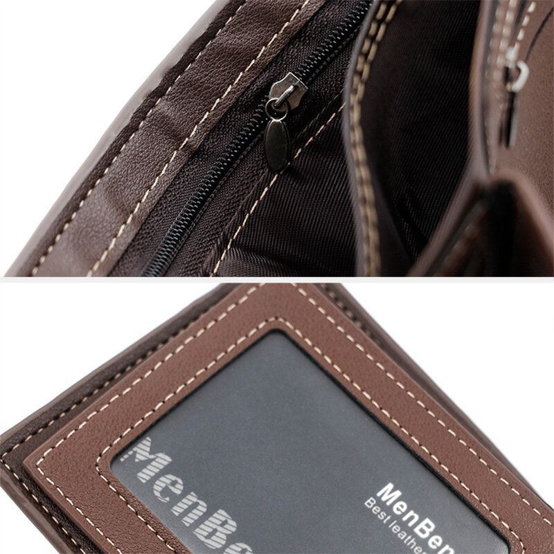 Mężczyźni Faux Leather Dopasowanie Kolorów Wielokartkowy Krótki Portfel Fashion Hasp Bifold Money Klip Portmonetka