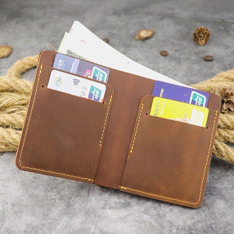 Mężczyźni Prawdziwa Skóra Bifold Krótkie Etui Na Wiele Kart Portfel Na Pieniądze Z Klipsem