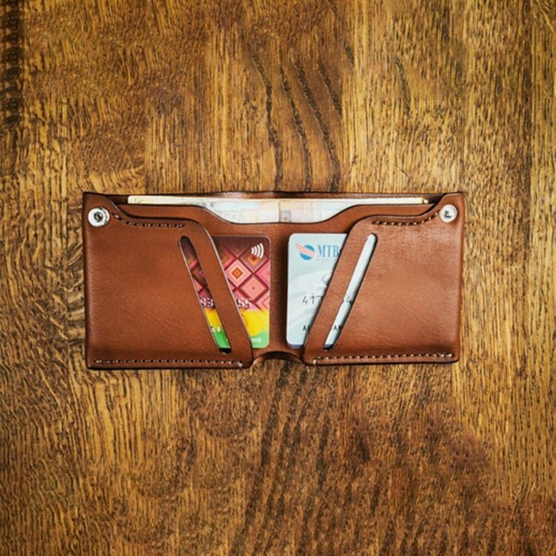 Mężczyźni Prawdziwa Skóra Bifold Retro Krótki Klips Na Pieniądze Posiadacz Karty Portmonetka Portfel