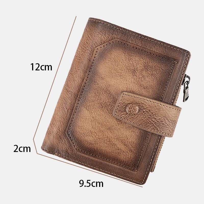 Mężczyźni Prawdziwej Skóry Ręcznie Przetarty Kolor Krótki Bifold O Dużej Pojemności Klip Na Pieniądze Retro Multi-karta Gniazdo Karty Etui Na Prawo Jazdy Portfel