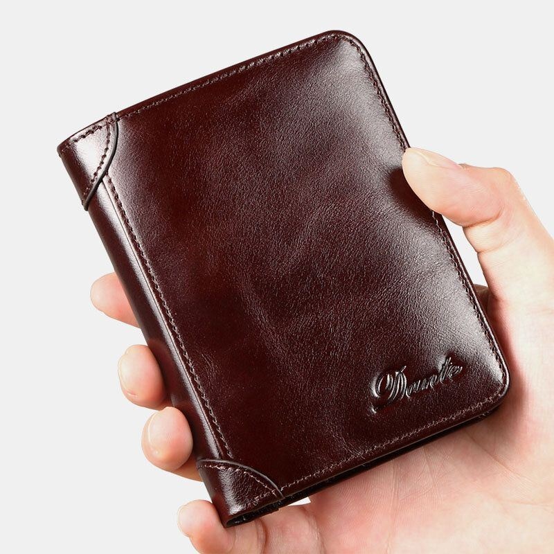 Mężczyźni Prawdziwej Skóry Retro Bifold Gruby Antykradzieżowy Etui Na Karty Portmonetka Klip Na Pieniądze Portfel Ze Skóry Wołowej