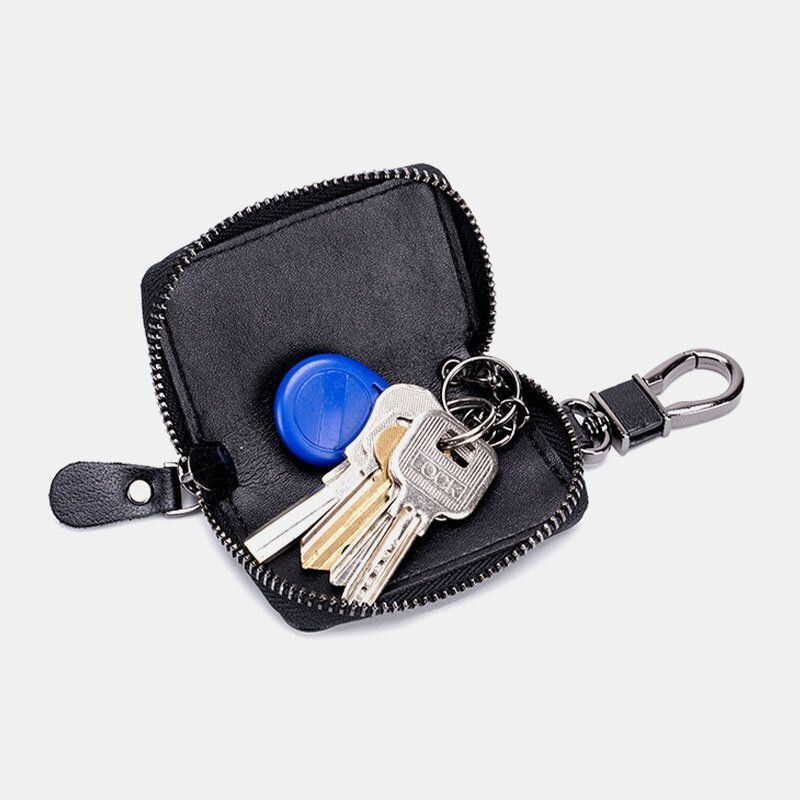 Mężczyźni Prawdziwej Skóry Retro Mini Key Case Torba Duża Pojemność Moda Car Key Brelok Portfel