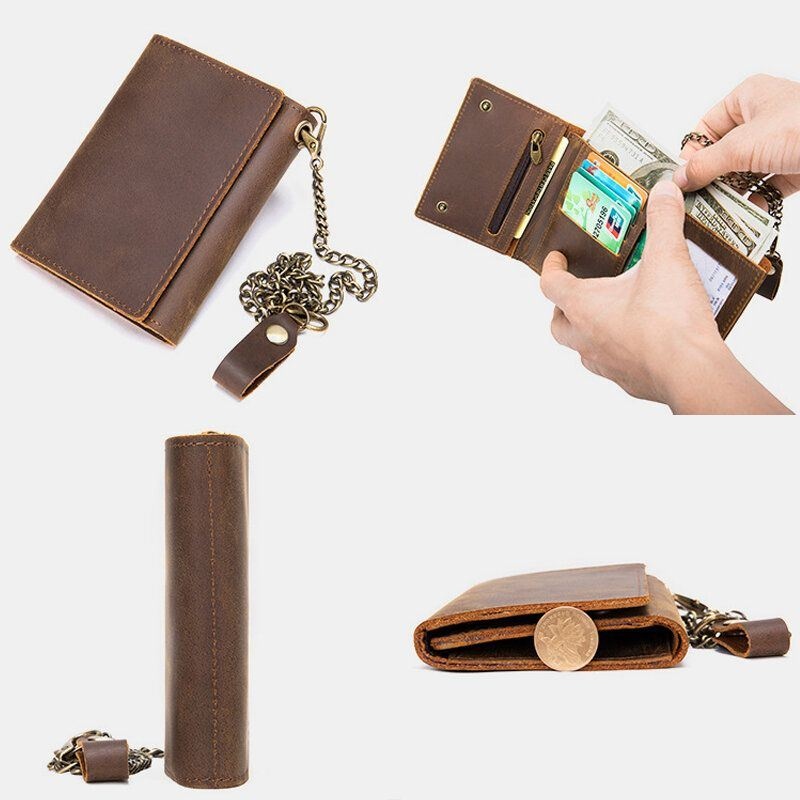 Mężczyźni Prawdziwej Skóry Trifold Multi-card Slot Anti-theft Cienki Posiadacz Karty Monety Kiesy Portfel Skóry Wołowej Pieniądze Klip