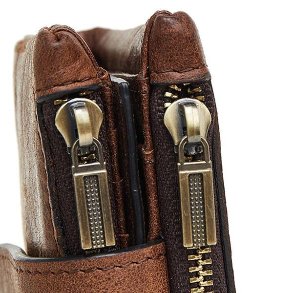 Mężczyźni Prawdziwej Skóry Vintage Multi-slotów Posiadacz Karty Zamek Antykradzieżowy Mały Krótki Portfel Torebka