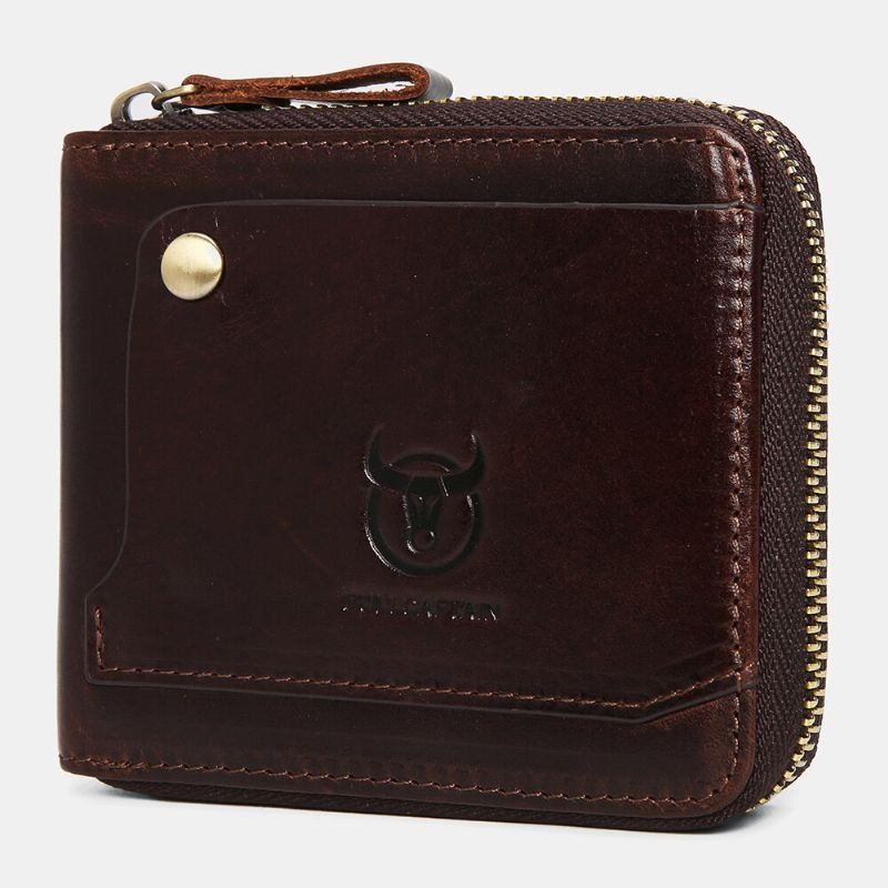 Mężczyźni Prawdziwej Skóry Wielofunkcyjne Bifold Zipper Portfele Antymagnetyczne Multi-card Slot Posiadacza Karty Monety Kiesy