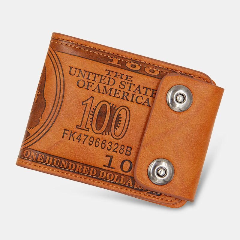 Mężczyźni Pu Leather Dollar Wzór Bifold Sort Multi-card Slot Card Holder Coin Purse Wallet