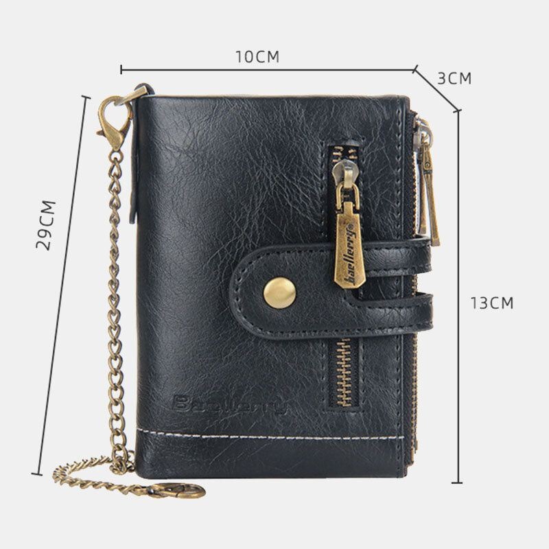 Mężczyźni Pu Leather Long Bifold Multi-card Slot Card Holder Podwójny Zamek Portmonetka Portfel Na Pieniądze