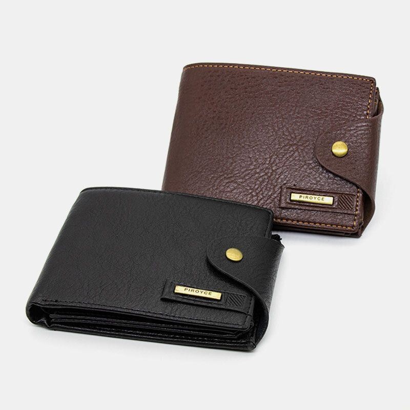 Mężczyźni Pu Leather Trifold Klamka Duża Pojemność Retro Casual Card Holder Portfel Na Monety