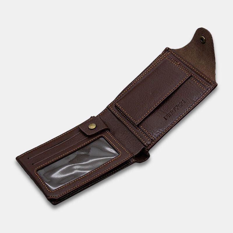 Mężczyźni Pu Leather Trifold Klamka Duża Pojemność Retro Casual Card Holder Portfel Na Monety