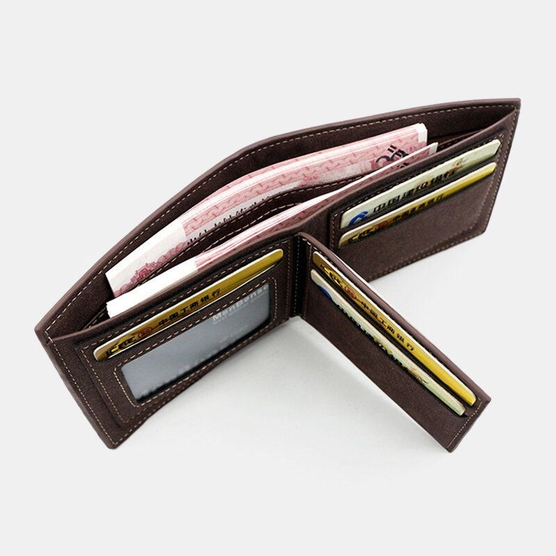 Mężczyźni Pu Matowa Skóra 9 Etui Na Karty Etui Na Karty Moda Krótki Bifold Przycisk Zewnętrzny Portmonetka Portfel Na Pieniądze