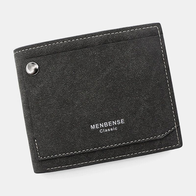 Mężczyźni Pu Matowa Skóra 9 Etui Na Karty Etui Na Karty Moda Krótki Bifold Przycisk Zewnętrzny Portmonetka Portfel Na Pieniądze