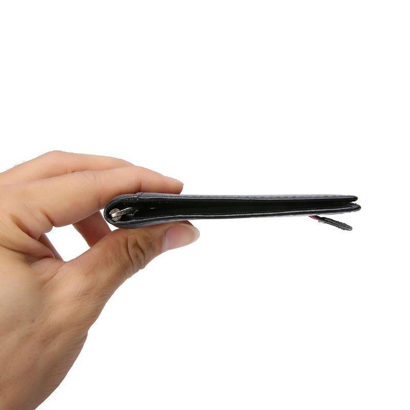 Mężczyźni Slim Bifold Blokujące Portfele Retro Casual Prawdziwej Skóry Krótkie Posiadacz Karty Slot Na Wiele Kart Pieniądze Klip