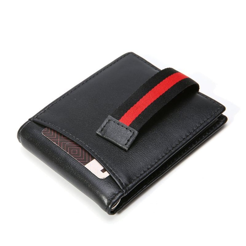 Mężczyźni Slim Bifold Blokujące Portfele Retro Casual Prawdziwej Skóry Krótkie Posiadacz Karty Slot Na Wiele Kart Pieniądze Klip