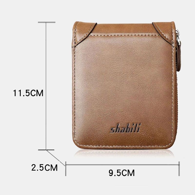 Męska Krótka Skórzana Torebka Na Wiele Kart Z Kieszenią Na Karty Retro Zipper Coin Purse Wallet