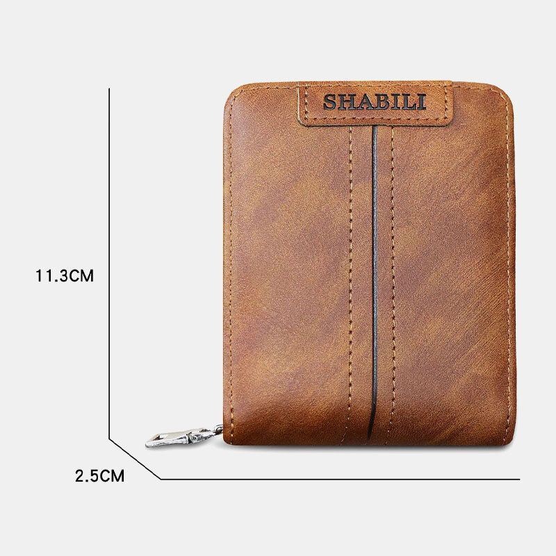 Męska Torebka Ze Sztucznej Skóry O Dużej Pojemności Z Wieloma Gniazdami Business Bifold Short Zipper Wallet Purse