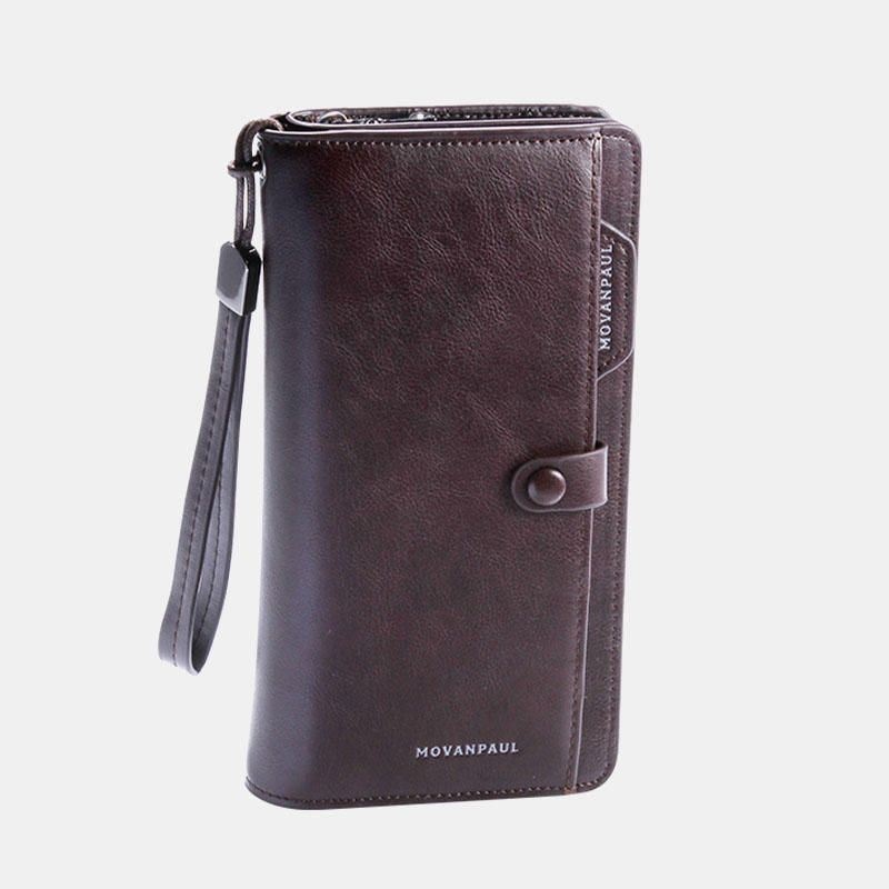 Męski Długi Portfel Ze Sztucznej Skóry Business Money Zipper Wallet