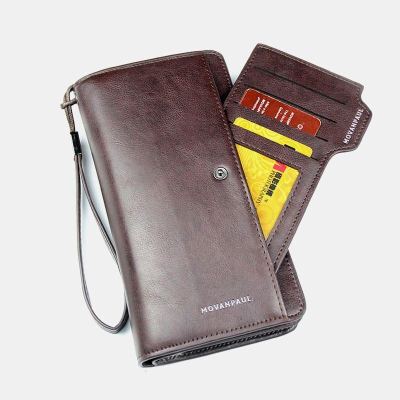 Męski Długi Portfel Ze Sztucznej Skóry Business Money Zipper Wallet