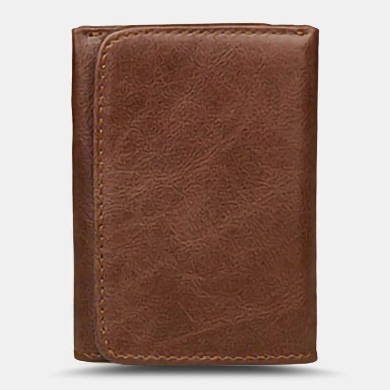 Męski Portfel W Stylu Vintage Antymagnetyczny Portfel Ze Skóry Wołowej Składany Na Trzy Krótkie Gniazda Na Wiele Kart Etui Na Karty Prawo Jazdy Portfel