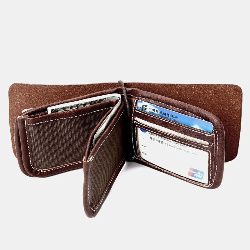Męski Portfel Wielofunkcyjny Vintage Bifold Short Multi-card Slot Card Holder Portmonetka Klip Na Pieniądze