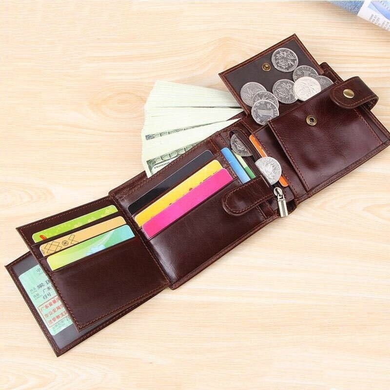 Męski Portfel Z Prawdziwej Skóry W Stylu Retro Business Anti-theft Z Wieloma Gniazdami Ze Skóry Bydlęcej Na Karty