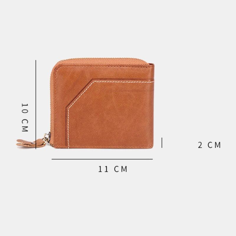 Męski Portfel Z Prawdziwej Skóry W Stylu Vintage Blokujący Zamek Na Monety Z Uchwytem Na Karty