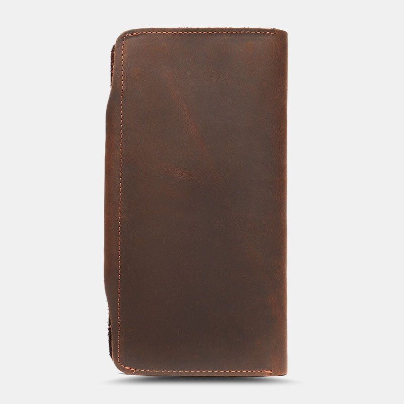 Męski Skórzany Długi Bifold 10 Etui Na Karty Portfel Na Pieniądze Z Klipsem