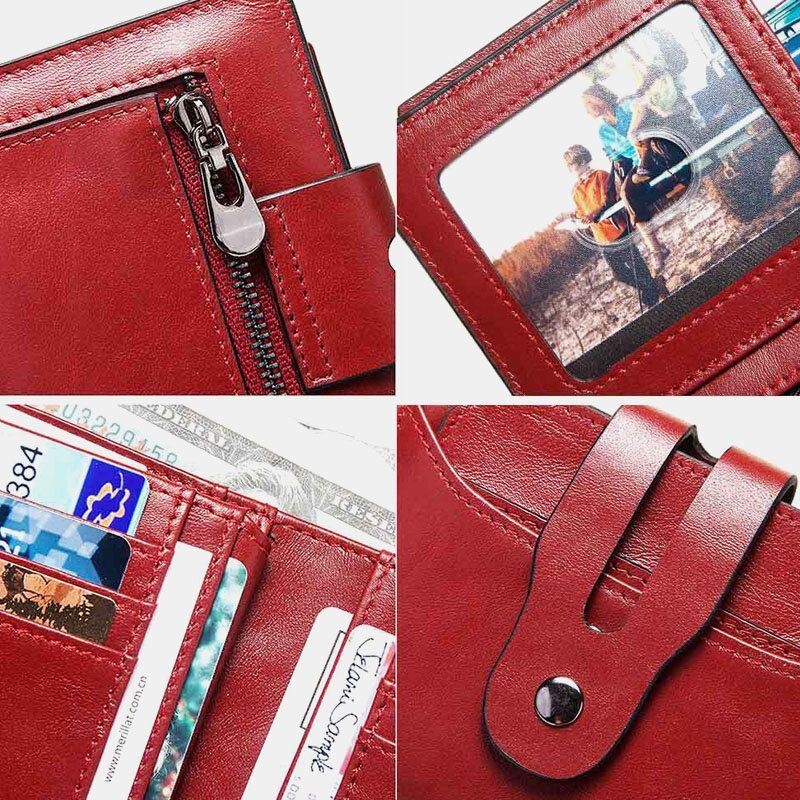 Portfel Męski Unisex Z Prawdziwej Skóry Antykradzieżowy W Stylu Retro
