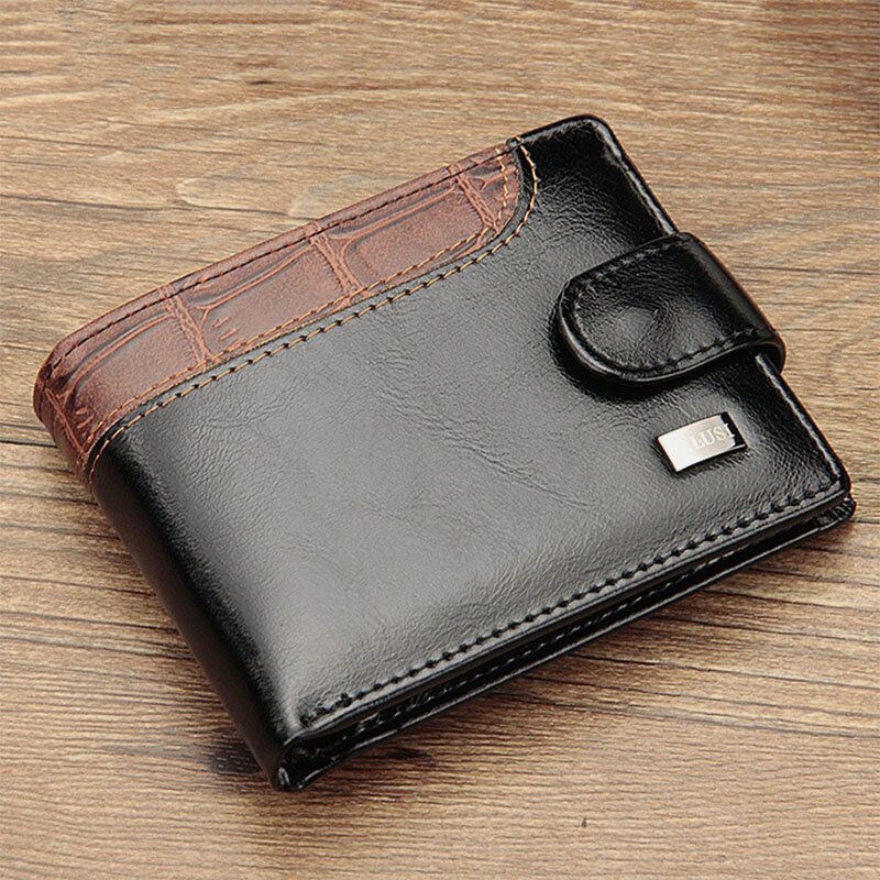 Portfel Męski Ze Sztucznej Skóry W Kontrastowym Kolorze Retro Business Fashion Card Holder