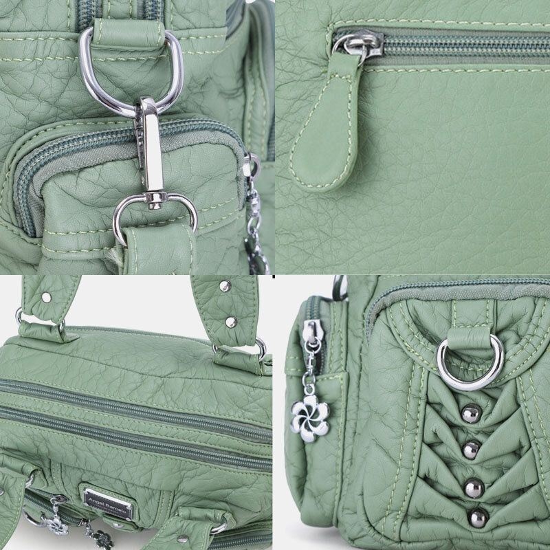 Angel Kiss Women Pu Leather Multi-carry Solid Color Fashion Casual Torba Na Ramię Crossbody Torba Torebka
