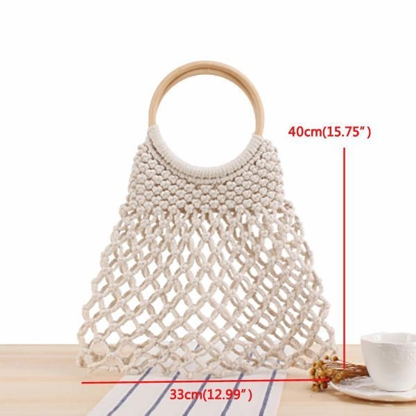 Casual Fabric Net Beach Bag Solidna Torebka Dla Kobiet