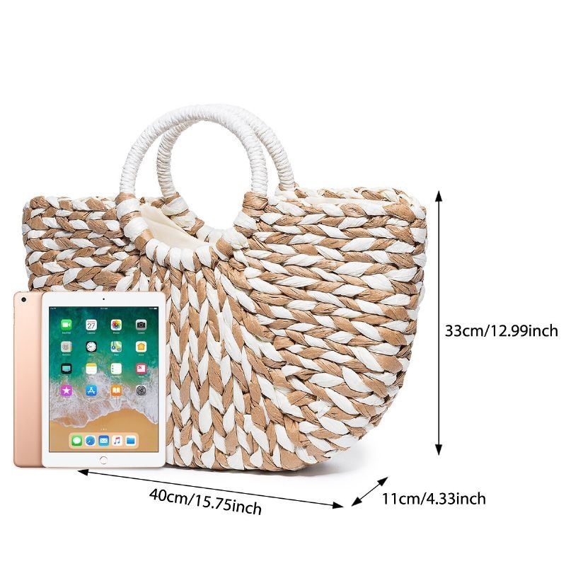 Damska Letnia Torebka Ze Słomy Torebka Outdoor Casual Bag Handle Satchel