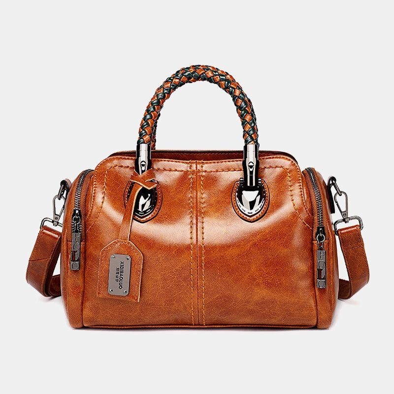 Damska Torebka W Stylu Vintage Woskowana Skórzana Torba Crossbody