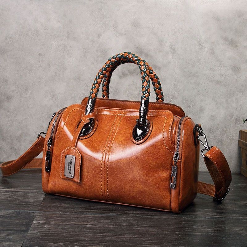 Damska Torebka W Stylu Vintage Woskowana Skórzana Torba Crossbody