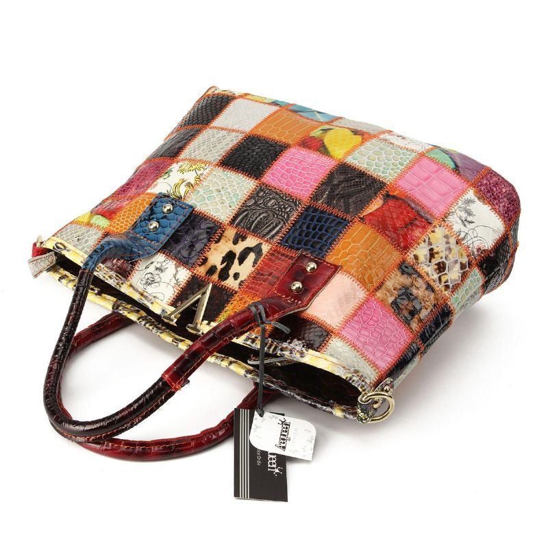 Damska Torebka Z Prawdziwej Skóry W Stylu Vintage Tote O Dużej Pojemności Przeszywana Torba Crossbody
