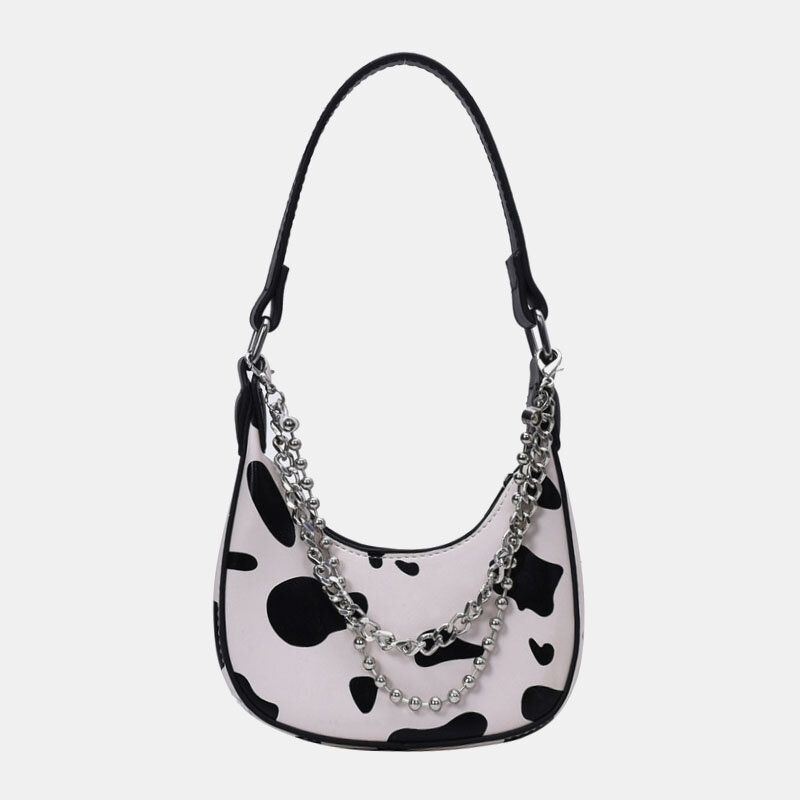 Kobiety Cow Pattern Casual Stylowa Torebka Na Ramię Z Łańcuszkiem