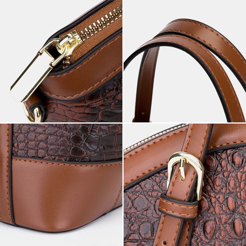 Kobiety Faux Leather Fashion Alligator Duża Pojemność Multi-carry Patchwork Torebka Crossbody