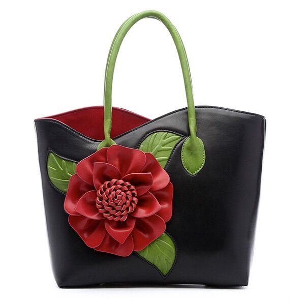 Kobiety Pu Skórzana Dekoracja Kwiatowa Elegancka Torebka Torba Na Ramię W Stylu Narodowym Torba Na Ramię