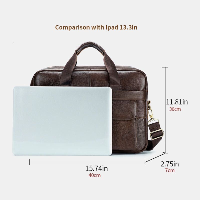 Męska Teczka W Stylu Vintage Odporna Na Zużycie Teczka Na Laptopa Z Prawdziwej Skóry O Dużej Pojemności Torebka Typu Crossbody