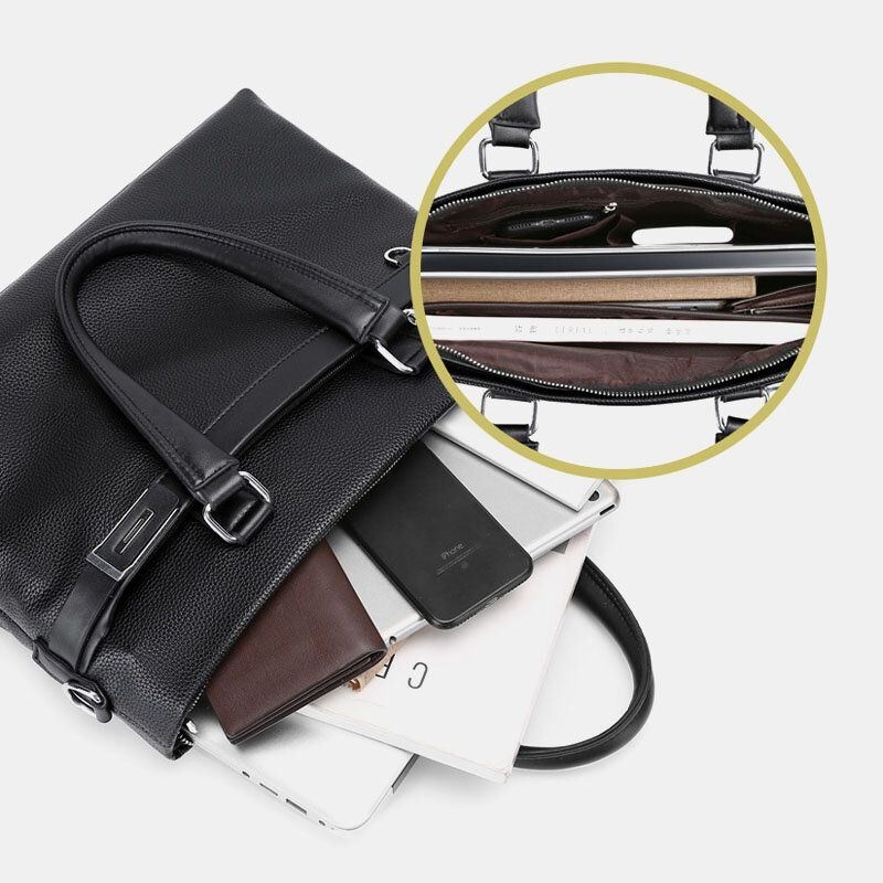 Męska Torba Ze Sztucznej Skóry Business 15.6-calowa Torba Na Laptopa Teczki Torebka Torba Na Ramię