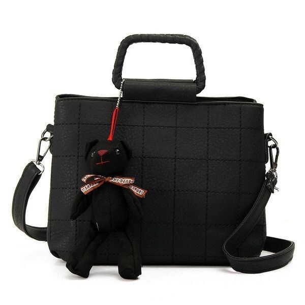 Retro Kobiety Pu Skórzane Torebki Plaid Bear Damskie Elgant Torby Na Ramię Torby Crossbody