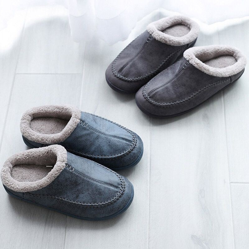 Męskie Ciepłe Podszyte Slip On Home Casual Zimowe Kapcie