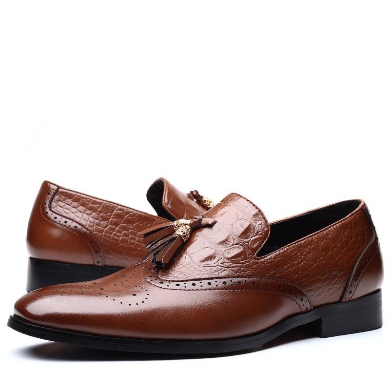 Mężczyźni Brogue Tassel Decor Dress Loafers Slip On Business Casual Formalne Buty