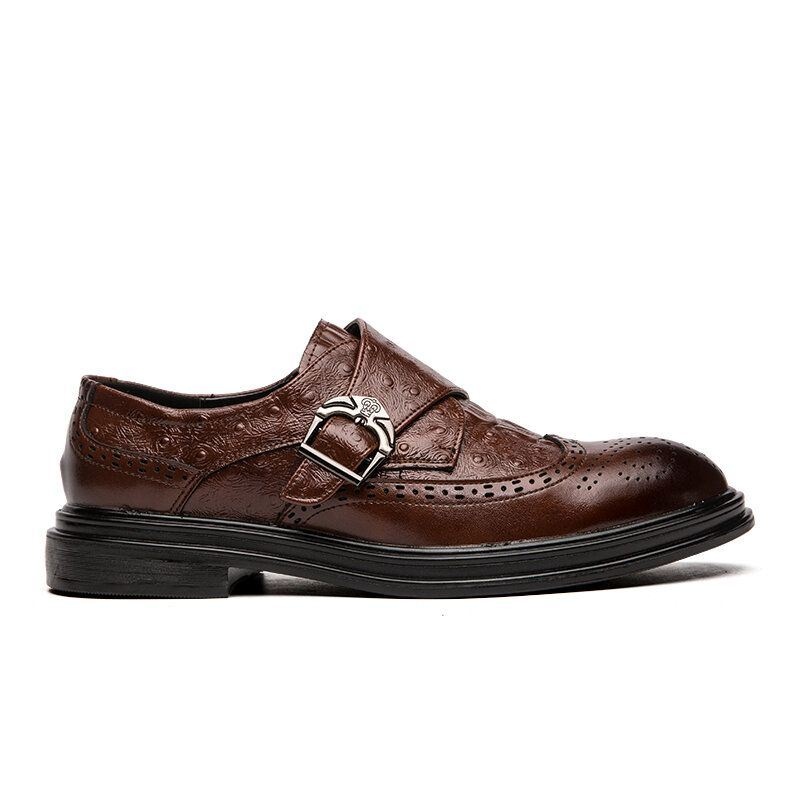 Mężczyźni Broguo Retro Metalowa Klamra Wygodne Do Noszenia Formalne Biznesowe Buty Na Co Dzień